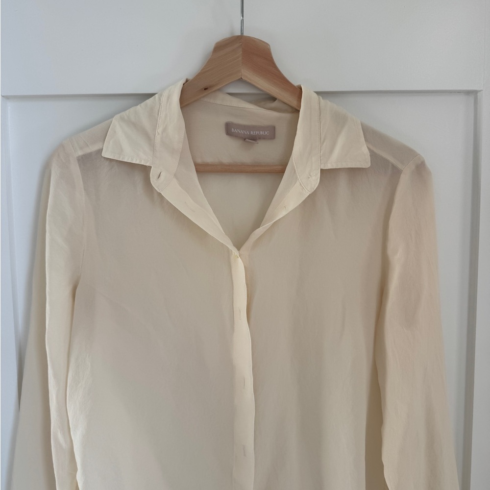 Banana Republic Ivory Sheer Button-Up
